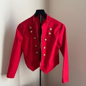 Elegant Red Blazer with Gold Buttons